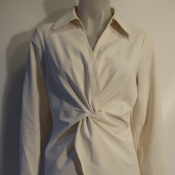 Cinq à Sept Cream Blouse- knotted front - Picture 3 of 15